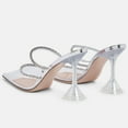 thumbnail image 3 of FSJ Women Glamorous Pointed Closed Toe Backless Sandals Stiletto Flared High Heel Pumps Rhinestone Straps Slide Mules Shoes Size 6 Clear, 3 of 4