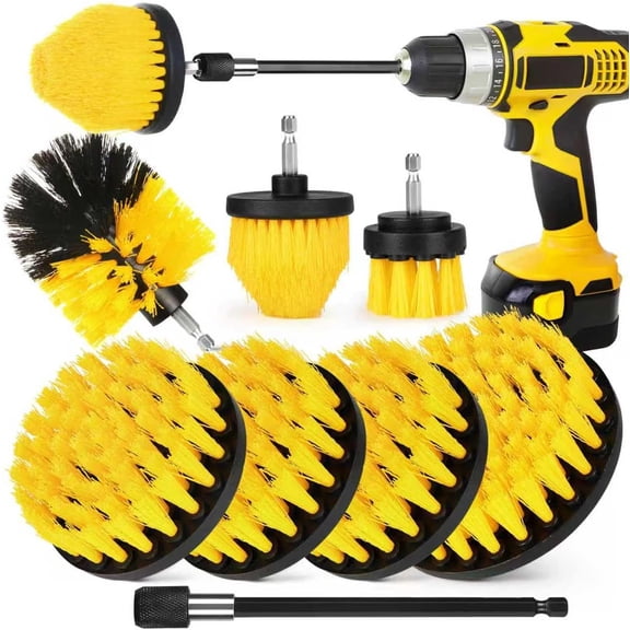 Drill Brush Attachment Set, 7 Pack 1/4in Power Scrubber Brush   Extend Long Rod, Brush Drill Attachment, Power Cleaning Scrub Brush for Bathroom, Tub, Tile, Corner, Floor