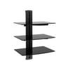 3 Tier Electronic Component Glass Shelf Wall Mount Bracket with Cable Management System, UL Certified
