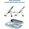thumbnail image 2 of SDES-ZenRich Foldable Laptop Stand – Ergonomic Aluminum Riser with 6 Adjustable Heights, Compatible with MacBook, Dell, Asus, HP, Lenovo, Samsung, Razer, MSI (Up to 15.6''), Silver/Black, 2 of 4