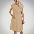 thumbnail image 2 of fatyb Womens Casual Dresses Summer Short Sleeve Pocket Dresses for Women Lightweight Plain Midi Dresses, 2 of 7