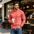 thumbnail image 5 of Garbnen S-4XL Mens Long Sleeve Shirts Crew Neck Raglan Shirt Casual Basic Relaxed Fit Workout Fall Winter Men's Big and Tall Shirts Red L, 5 of 7