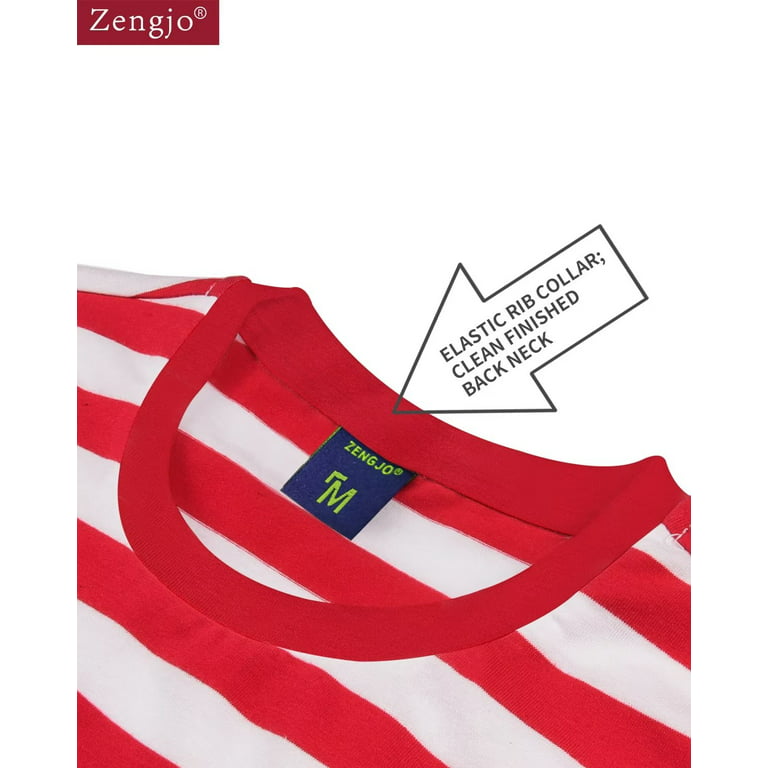 Zengjo Mens Striped Shirt Short Sleeve T-Shirts 