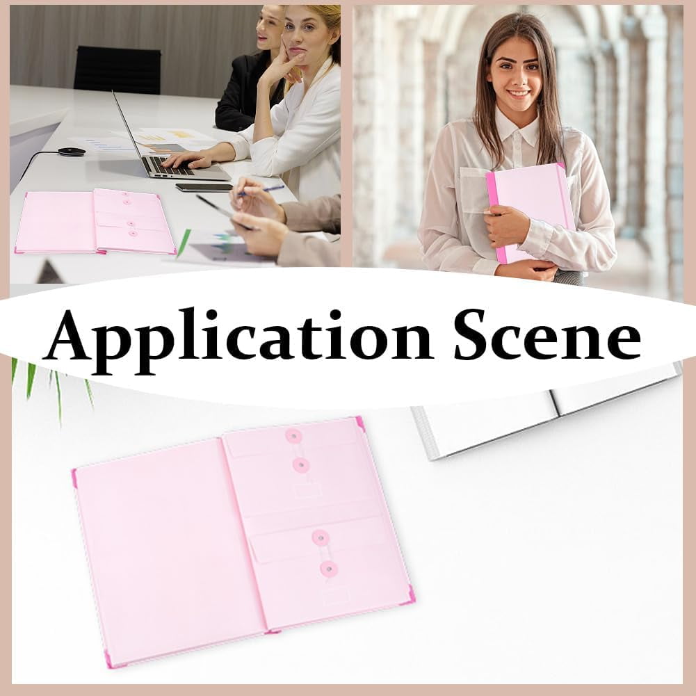 Folio Document Holder Accordion File Folder in Case I Go Missing Binder Pink Expandable Paper File Pockets Bags with Stickers for Social Security Cards Letters Important Certificates for DIY