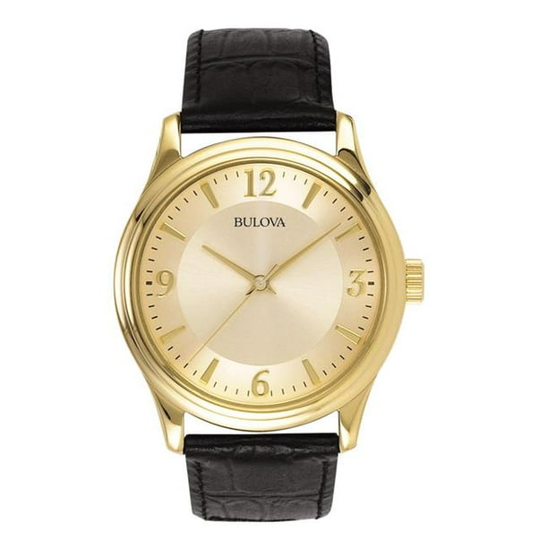 Bulova 97A70 Corporate Collection Mens Black Leather Strap Watch