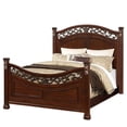 thumbnail image 2 of Benjara Miri Arched Carved Leaf King Size Bed - Oak Brown, 2 of 6