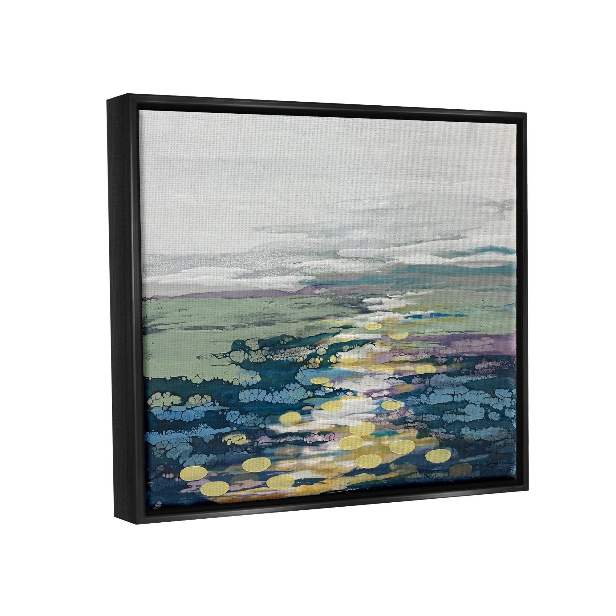 Stupell Industries Vivid Sea Water Ocean Surface Ripples Collage Painting Jet Black Floating Framed Canvas Print Wall Art, Design by Stacy Gresell