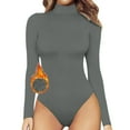 thumbnail image 2 of TAIAOJING Womens Bodycon Stretch Bodysuit Women Fashion Turtle Neck Long Sleeve Solid Plush Tops Bodysuit Jumpsuit Yoga Rompers, 2 of 6