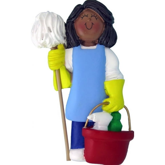 House Cleaner Female African-American Personalized  Christmas Ornament DO-IT-YOURSELF