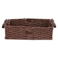 thumbnail image 2 of Woven Storage Basket Handwoven Paper Rope Bin Rustic Decorative Storage with Sturdy Wooden Handles for Bathroom Living Room Kitchen Office, 2 of 7