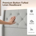 thumbnail image 4 of ARICOEASY Upholstered Foam Headboard Queen Bed with LED Lights, Charging Station, Ergonomic Design, Light Grey, 4 of 8