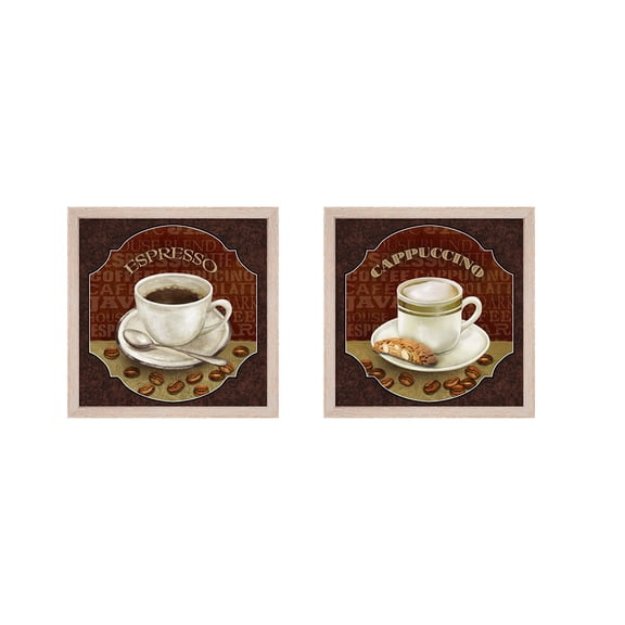 Great Art Now Coffee Illustration by Abby White, 2 Piece Framed Art Set Each 13.5W x 13.5H