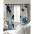thumbnail image 3 of Blue Geometric Blackout Curtains 45 Inches Long for Bedroom, Modern Abstract Oil Painted Thermal Insulated Room Darkening Black Out Window Curtain Panels Grommet Drapes for Living Room, 3 of 8