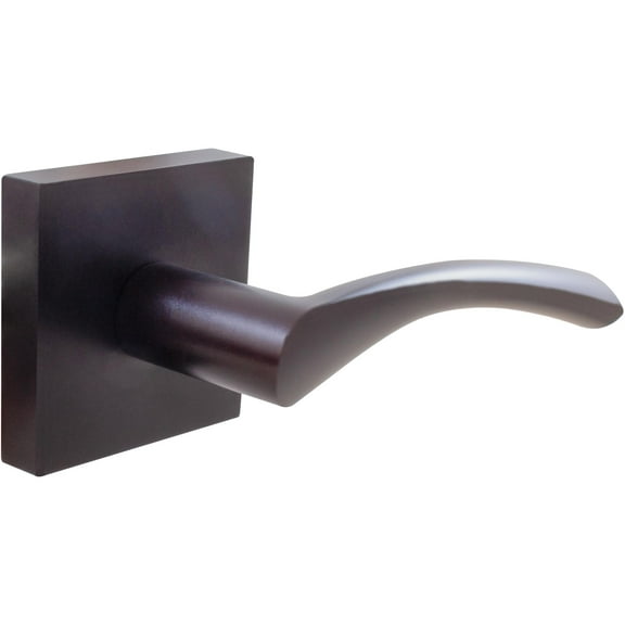 Turin Door Lever with Square Rosette, Passage (Hall/Closet) Latch, Matte Black by Stone Harbor Hardware