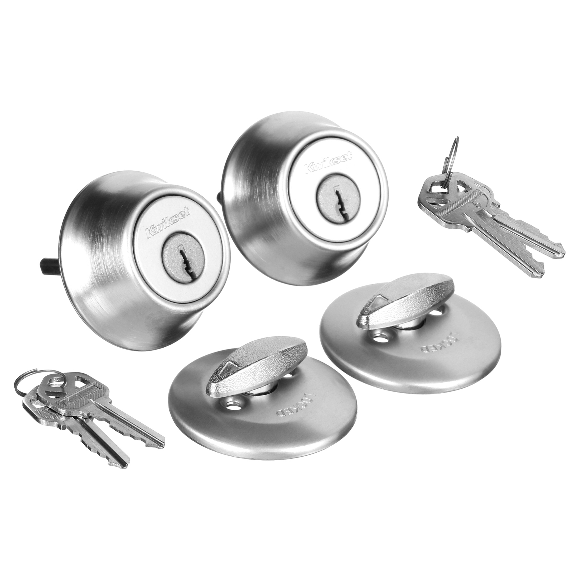 Kwikset 242 Tylo Keyed Entry Knob And Sgl Cyl Deadbolt Project Pack in SC 