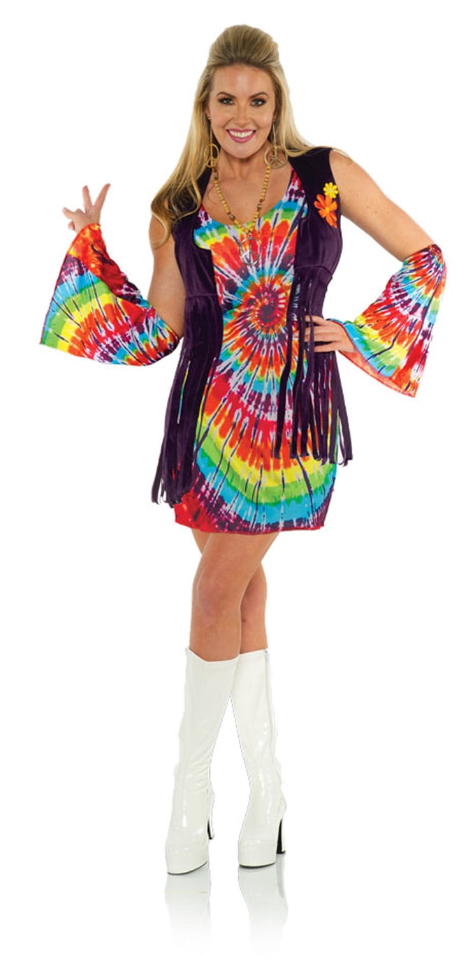 Underwraps Revolution 60s Hippie Chick Women's Halloween Fancy-Dress ...