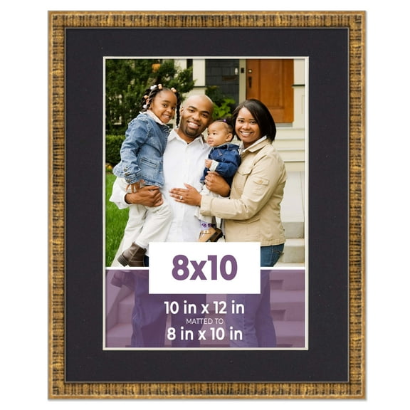 8x10 Frame Gold With Black Picture Mat For 8x10 Photo - Gold 10x12 Frame To Display Print or Poster