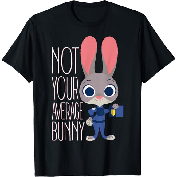 Zoo-topias J-udy H-opps Average Bunny Graphic T-Shirt Black Tee