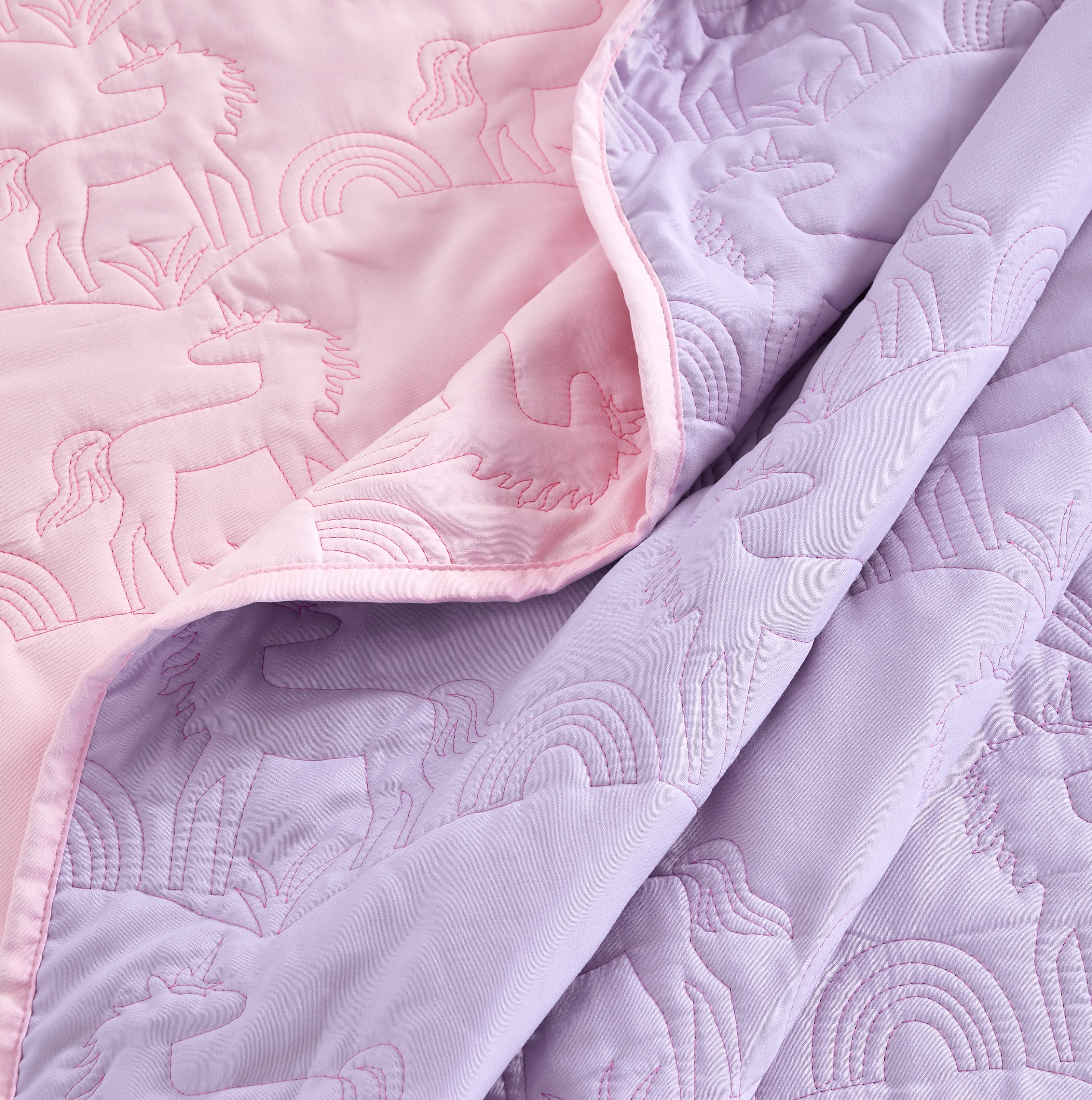Your Zone Quilt Set with Sheets Animals & Insects Unicorn Purple Polyester Basic Weave, Twin - Reversible