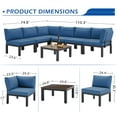 thumbnail image 2 of YODOLLA Ensemble de Meubles d'Extérieur en Métal 7 Pcs avec Table Basse, Bleu, 2 of 7