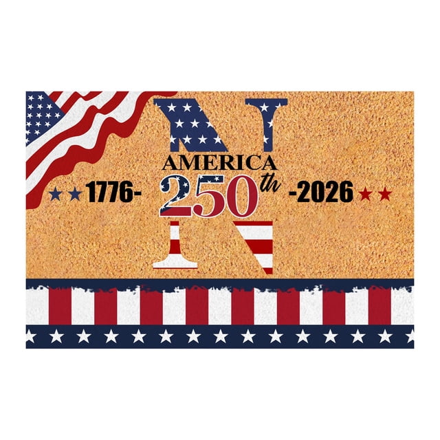 SIfdSeng Custom Last Name Doormat for 4th of July Patriotic Front Door Welcome Mat with and Design