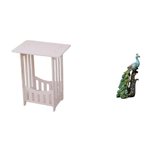 Práctica Mesilla De Noche Con Elegante Escultura De Pavo Real, Ideal Para Hoteles, Cafeterías, Pasillos, Salones, Balcones, Dormitorios, Oficinas, Salas De Estar, Estanterías Y Decoración