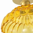 thumbnail image 5 of Amber Glass Semi Flush Mount Ceiling Light, Retro Petal Shade Close to Ceiling Light for Hallway, Kitchen, Balcony - 40W, 5 of 8