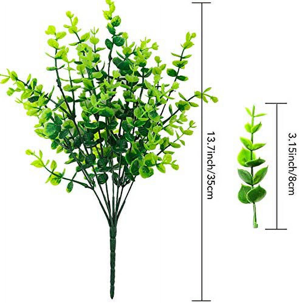 8pcs Artificial Greenery Plants Outdoor UV Resistant Fake Plastic Boxwood Shrubs Grass Stems for Home Wedding Courtyard Indoor and Outside Garden Porch Patio Window Box Farmhouse Decoration