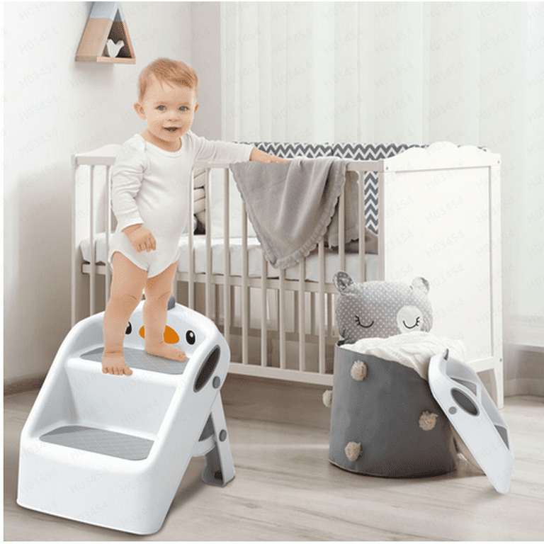 Toddler Kids Step Stool for Bathroom Sink Blue Foldable 2 Step Stool for Kids 1 4 Years Old Dual Height 15.5 Child Kitchen Helper with Handles Easy to Move Slip Resistant Walmart
