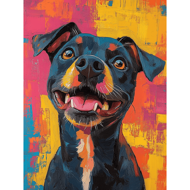 Qisvanset 12x16 Inch With Frame 2D Flat Wall Art Chill Casual Dog Colorful Home Bedroom Office Wall Art
