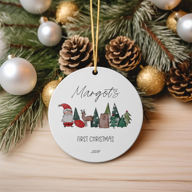 Personalized Baby First Christmas Ornament 2025 - Custom Name Ceramic Keepsake - Gift for - As Picture - 5-Pack