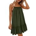 thumbnail image 4 of Horkkom Mini Dresses for Women Solid Color Camisole Summer Dresses Beach Travel Vacation Sundresses, S-2XL, 4 of 9