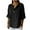 Black, variant on Wyobmus Linen Shirt for Women Button Shirts 3/4 Sleeve Cotton Collared V Neck Solid Casual Blouses With Pocket Black