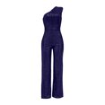 thumbnail image 4 of GaThRRgYP Womens Jumpsuits Dressy,Rompers for Women 2025,Women's Solid Color High-Waisted Strapless One-Shoulder Sequin Casual Long Jumpsuit Dark Blue XXL, 4 of 4