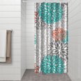 thumbnail image 3 of Small Stall Narrow Shower Curtain 36"W x 72"L – Tropical Bohemian Leaves, Mid-Century Abstract Boho Botanical Bathroom Decor, Vintage Floral Palm Leaf Pattern, Rustic Tribal Folk Style, 3 of 5