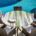 thumbnail image 6 of Sage Green Gray Round Tablecloth, Fitted Table Cover with Elastic for 55"-60" Round Tables, Gradient Country Abstract Aesthetic Table Cloth Outdoor Indoor Dinning Party Waterproof Tablecloths, 6 of 7