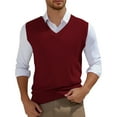 thumbnail image 4 of JTieacloth Men's Sweater Vests Sweater Vest Men's Sleeveless Knitted Vest V Neck Knitted Vest Spring Plain Sleeveless Knitted For Men(Red), 4 of 5