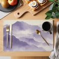 thumbnail image 2 of Mountain Peak Placemats Set of 6 Purple Beige Mist Zen Modern Nature Fantasy Place Mats Indoor Wipeable Table Mats Washable Dining Table Placemats for Kitchen Holiday Party Home Decor 13x19 Inch, 2 of 9