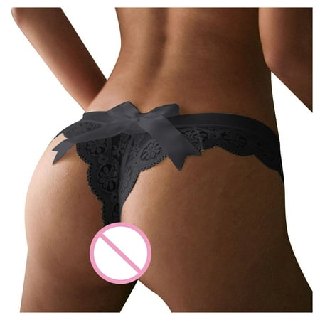 

WZHKSN Lady Lace Panties Black Traceless Thongs 1-Pack