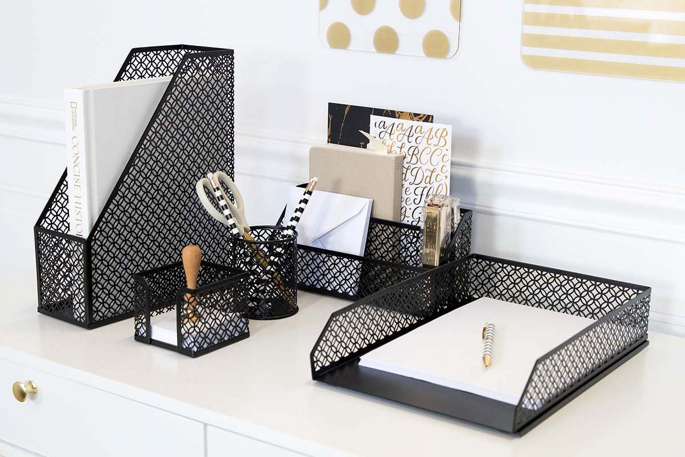 Blu Monaco Black 6 Piece Desk Accessories Set