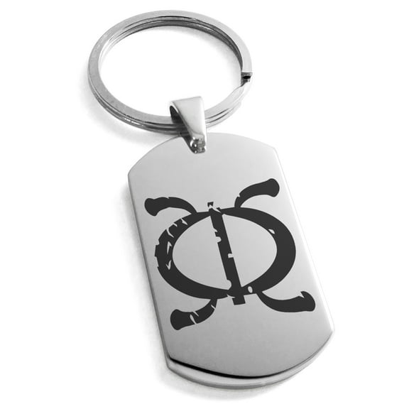 Stainless Steel Ancient Tribal Perseverance Rune Engraved Dog Tag Keychain Keyring