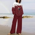 thumbnail image 2 of ChaoHeng Two Piece Outfits for Women Christmas Long Sleeve Round Neck Tops with Pants Sets(Wine,XXXXXL), 2 of 4