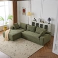 thumbnail image 3 of 108" Cloud Sectional Couch with Chaise Longue, Modern L Shaped Modular Sofa with Deep Seat, Comfy Corduroy Fluffy Couch with Wide Armrest, No Assembly Required Couch for Living Room, Green, 3 of 9