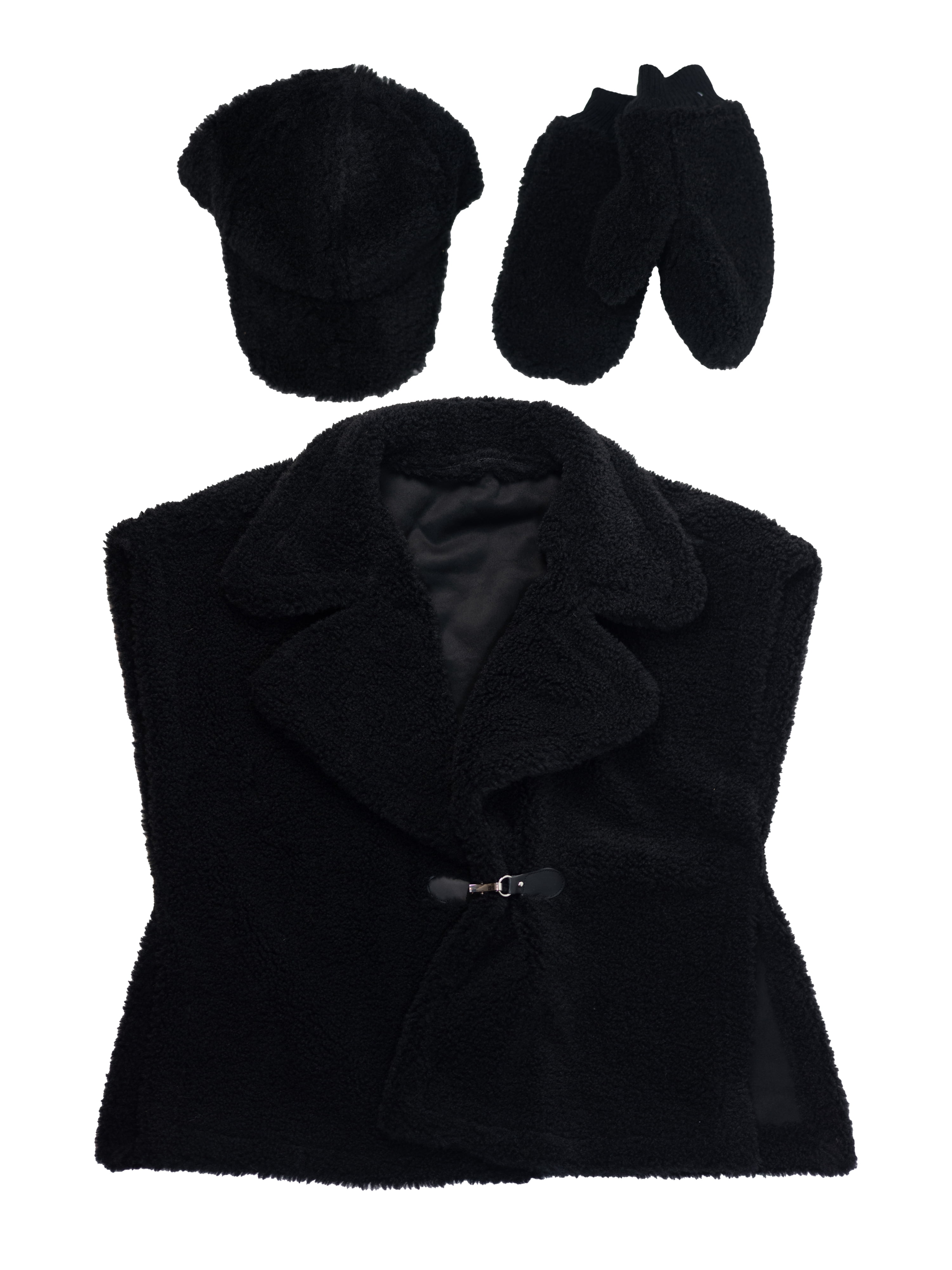 Time and Tru Womens Faux Shearling Vest, Black