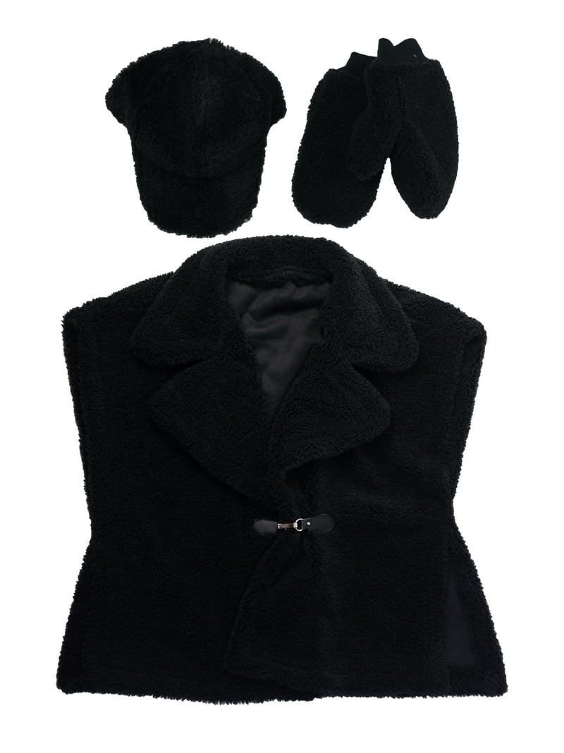 Time and Tru Womens Faux Shearling Vest, Black - Walmart.com