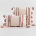 thumbnail image 2 of Nvzi Fundas de almohada lumbar con borlas y bordado geométrico de 12 x 20 pulgadas, estilo bohemio, para decoración del hogar (naranja, 12 x 20 pulgadas), 2 of 5