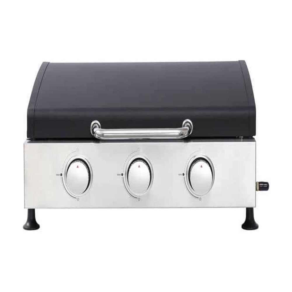 Spaco 3 Burner Gas Grill, Outdoor Cooking Barbecue Grill, Stainless Steel Grill for Outdoor as Patio, Deck, Backyard, Silver+Black