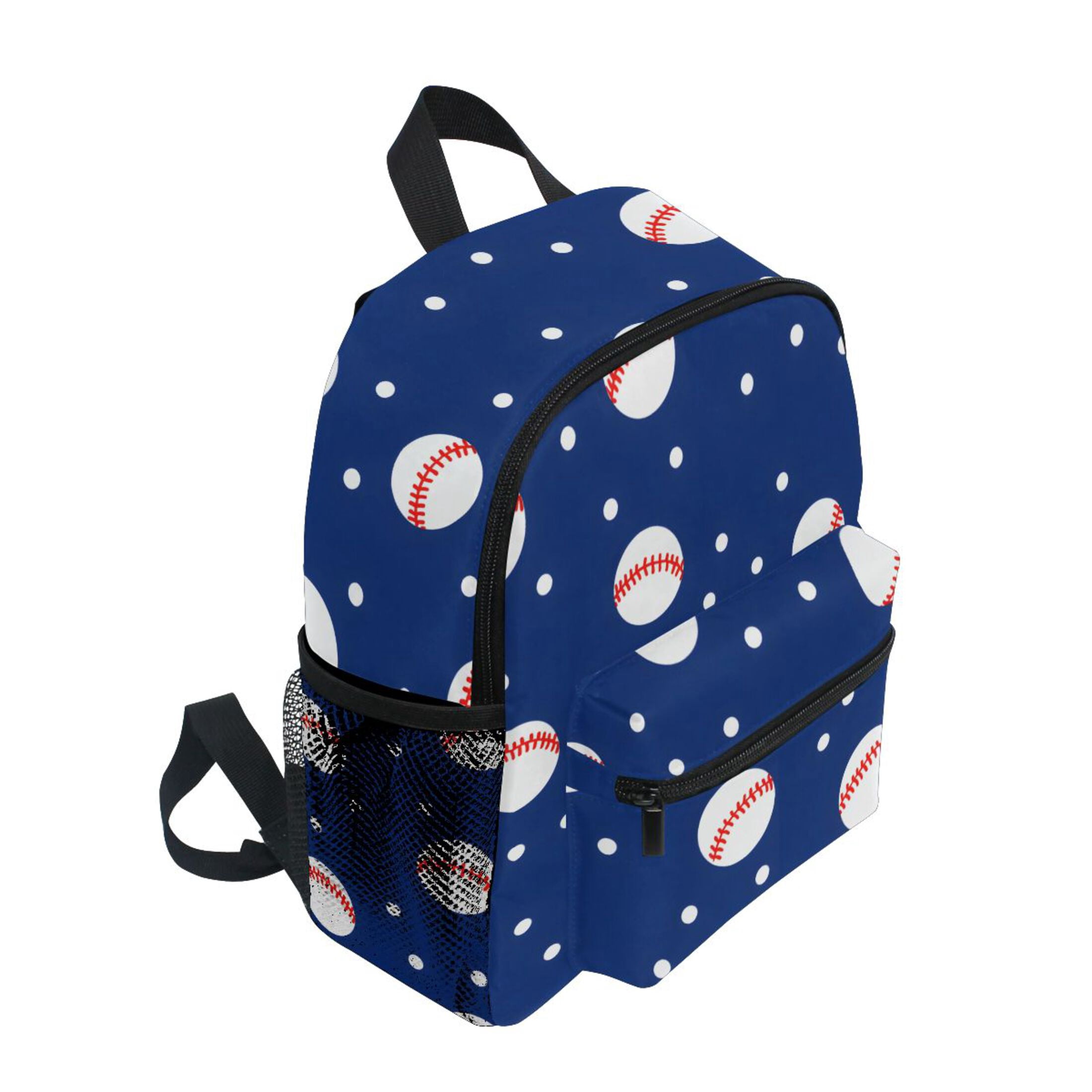 Baseball Blue Tile Pattern Mini Backpack Cute Small Backpack with Chest Strap and Whistle Ages 3-8