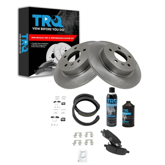 TRQ Rear Brake Pad & Rotor Kit BKA38398 Fits Select 2006-2010 Cadillac DTS