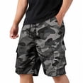 thumbnail image 2 of Mfakffe Men's Cargo Shorts Casual Lightweight Cotton Shorts Summer Classic Knee Length Short Pants Elastic Waist Wide Leg Trousers (Dark Gray, XL), 2 of 5